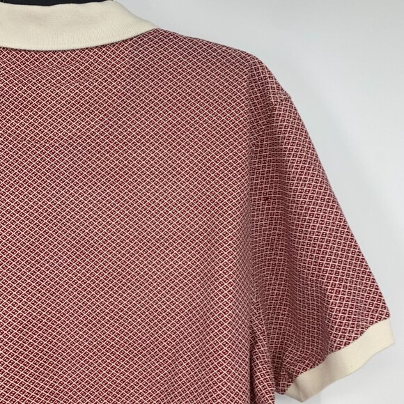 Club Room Top Polo Shirt Frat Geometric Short Sleeve Red Button - Picture 11 of 14